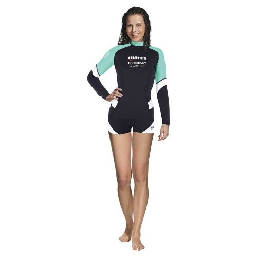 Реглан сонцезахисний Mares Rash Guard Loose Fit жіночий чорно-бірюзовий